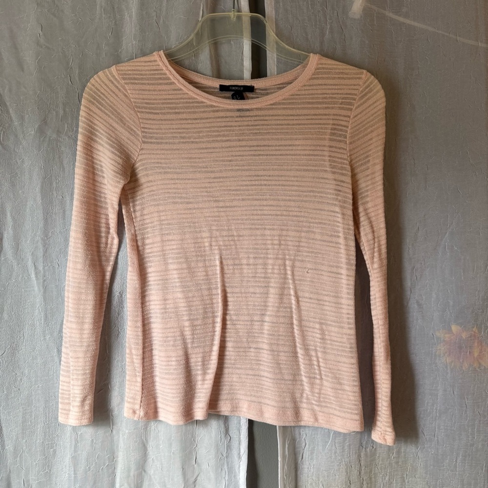 Forever 21 Light Pink Striped Long Sleeve
